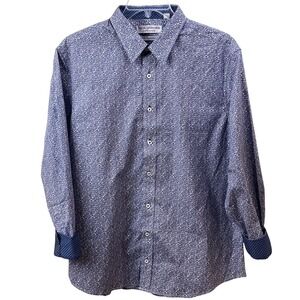 Nick Graham Everywhere Stretch‎ Modern Fit Blue Paisley Performance Shirt XL